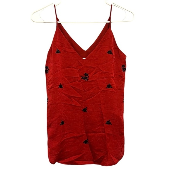2/$25 Express - Red and Black Floral Dressy Spaghetti Strap Blouse/Top - Picture 1 of 8